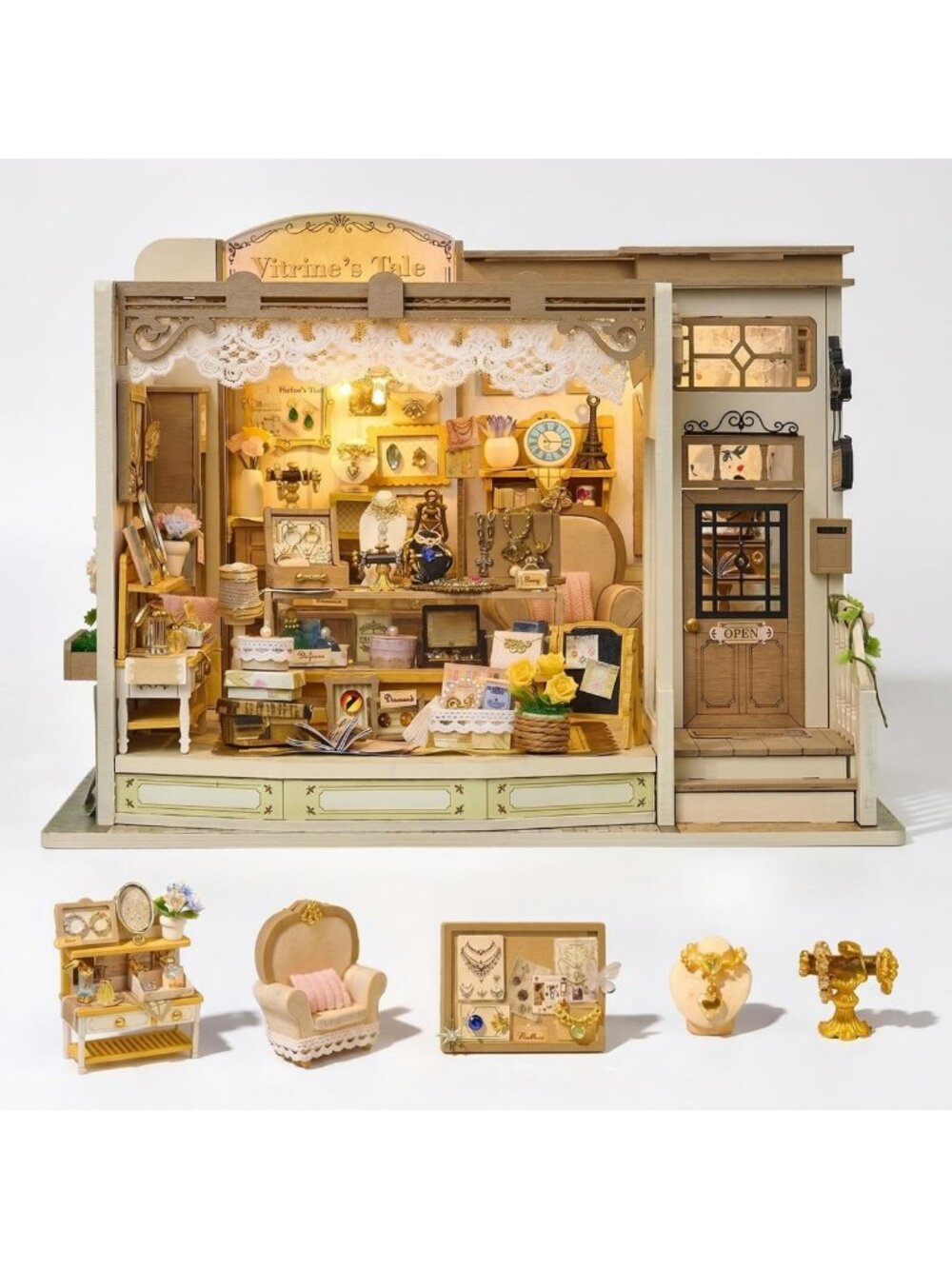 Charming Miniature Dollhouse Kit - Jewelry Shop Book Nook DIY Craft Set